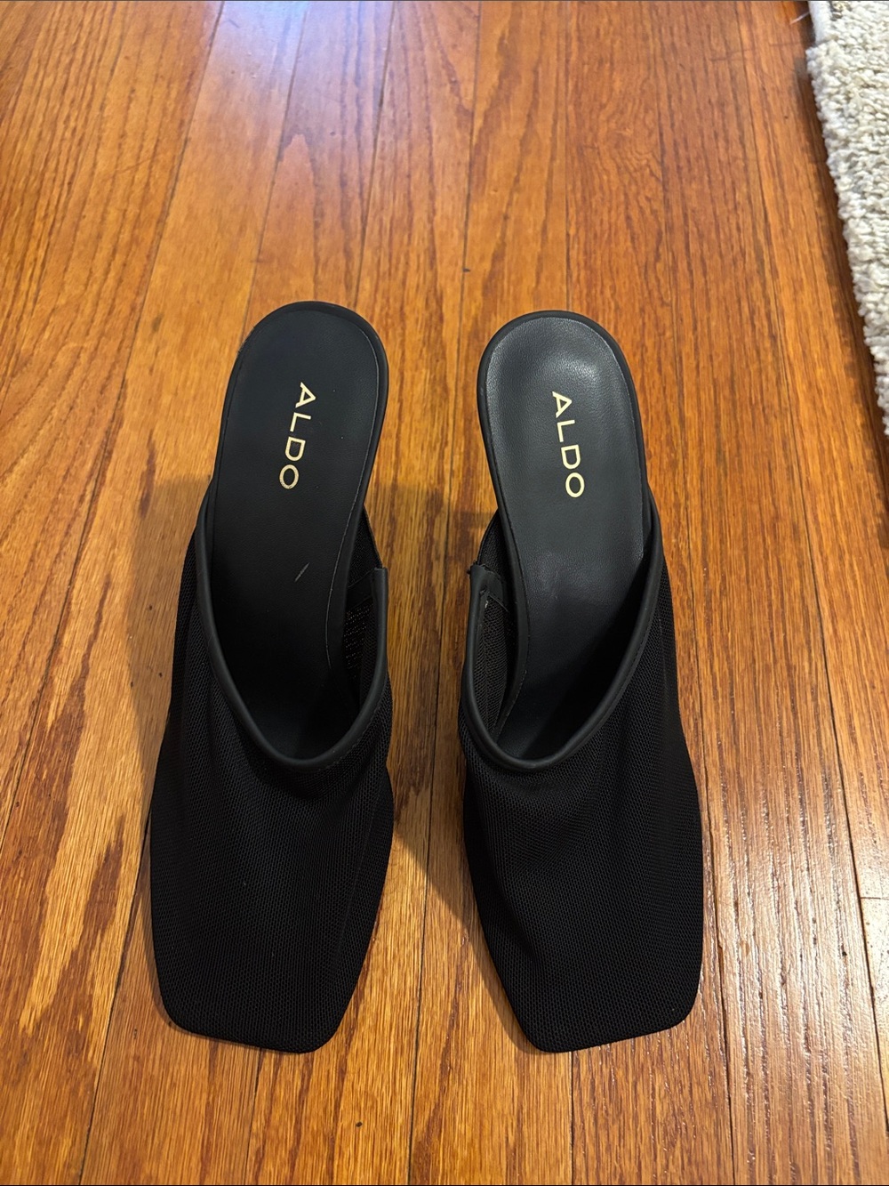 ALDO Women's Black Square-Toe Slide Mules